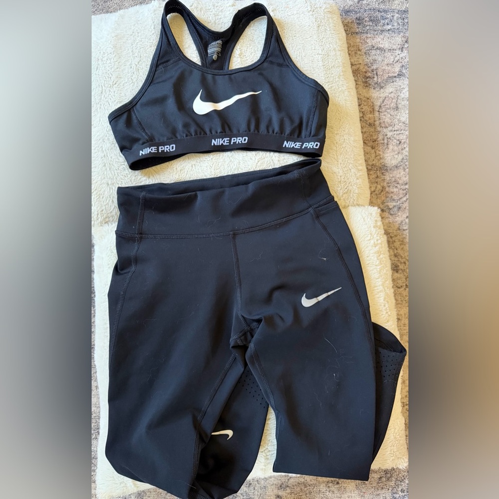 Nike Black Pro Stretch Leggings and Bralette